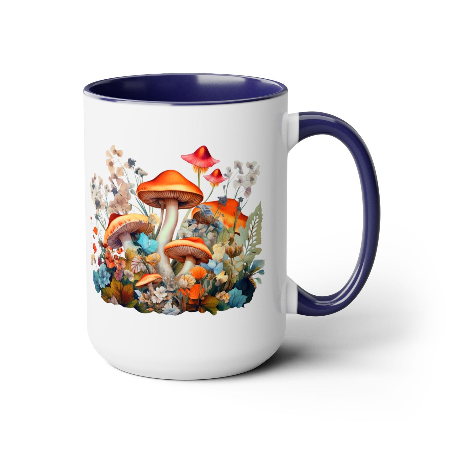 Mystical Mushroom Two-Tone Mugs, 15oz- Aesthetic Fungi Coffee Mug - Botanical Plant Lover Gifts for Friend -Design printed on both sides