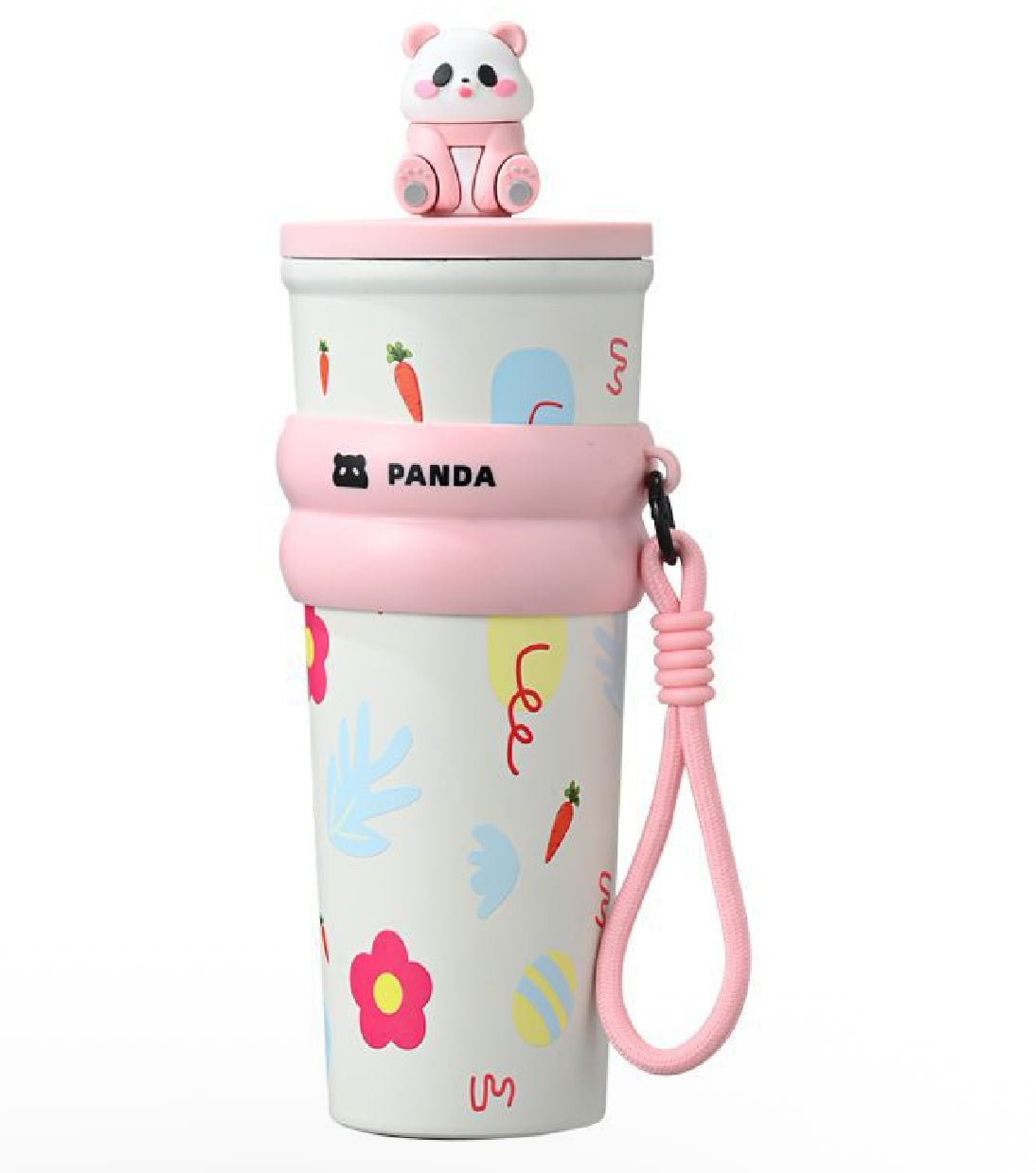 Panda water Tumbler 24oz with straw, Stainless steel mug with dust proof cap,Perfect for Back to school, gym, office and outdoor
