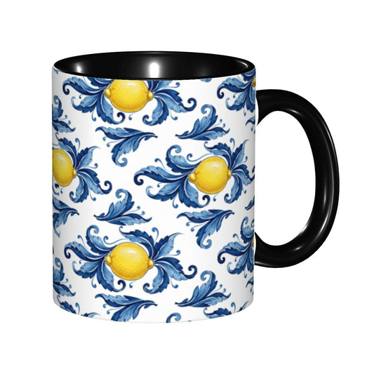 Lemon Pattern 11oz Ceramic mug(Made in USA), Italian Limoncello Style