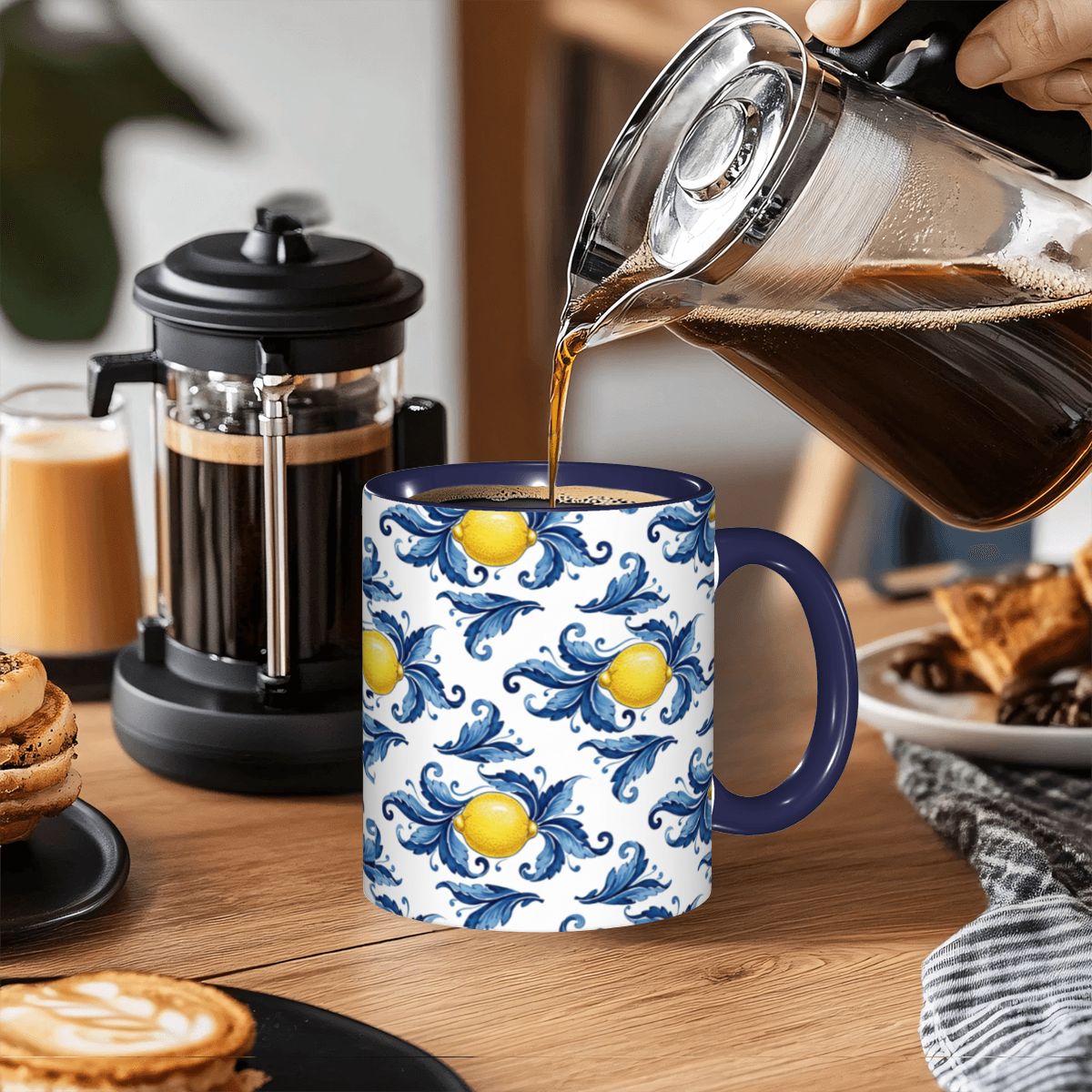 Lemon Pattern 11oz Ceramic mug（Made in USA), Italian Limoncello Style
