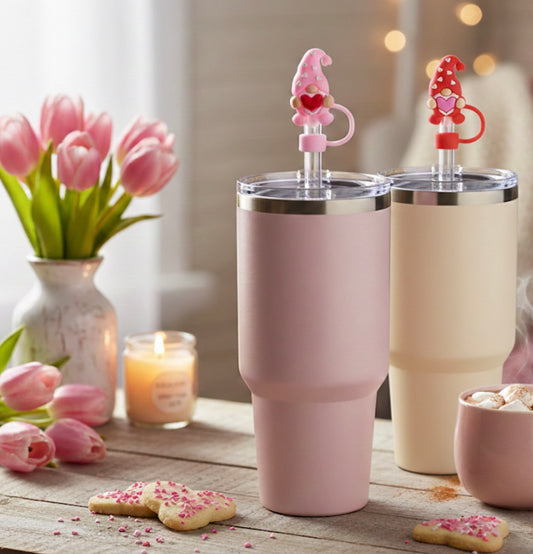 Valentine's Day Silicone Straw Topper | Heart Gnome, Bunny, Kitty