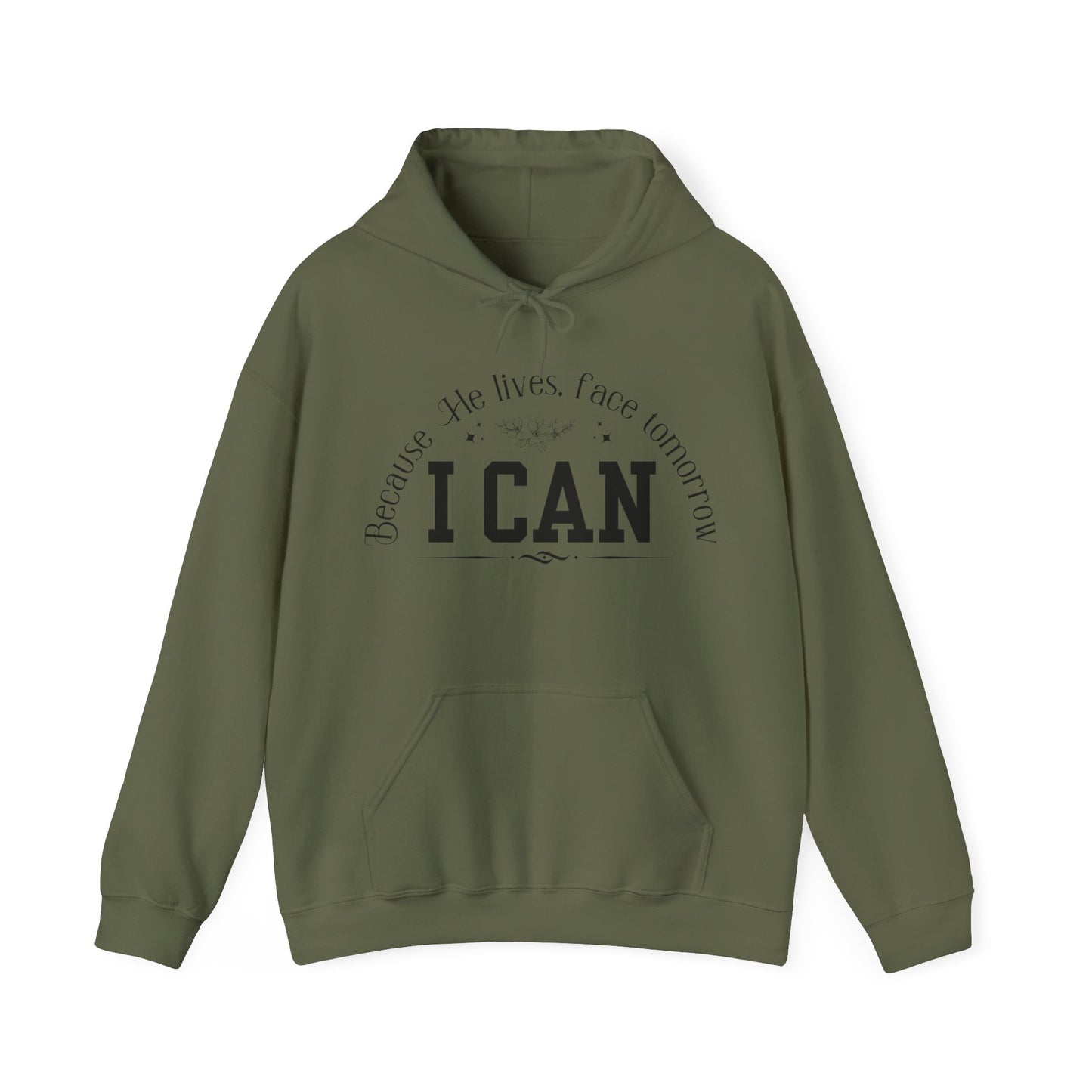Because He Lives, I Can Face Tomorrow Unisex Heavy Blend Hooded Sweatshirt