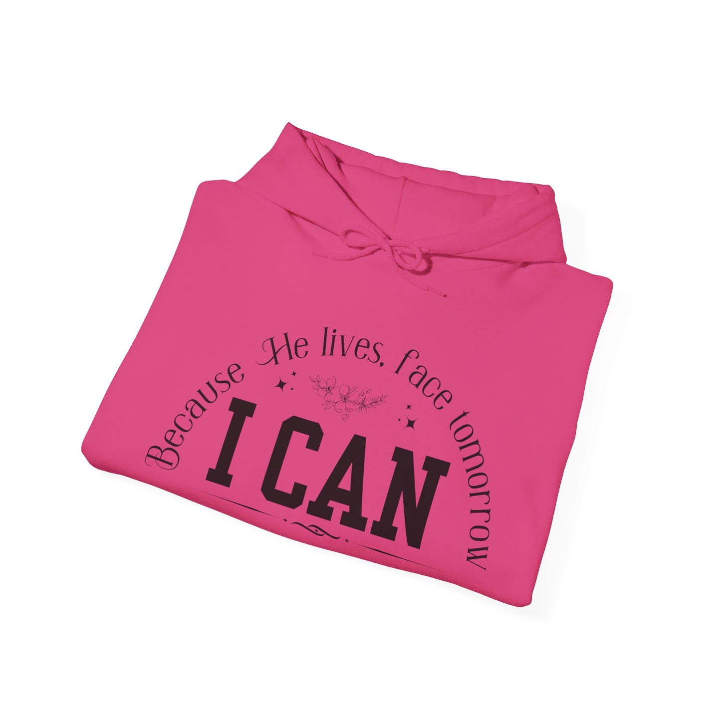 Because He Lives, I Can Face Tomorrow Unisex Heavy Blend Hooded Sweatshirt