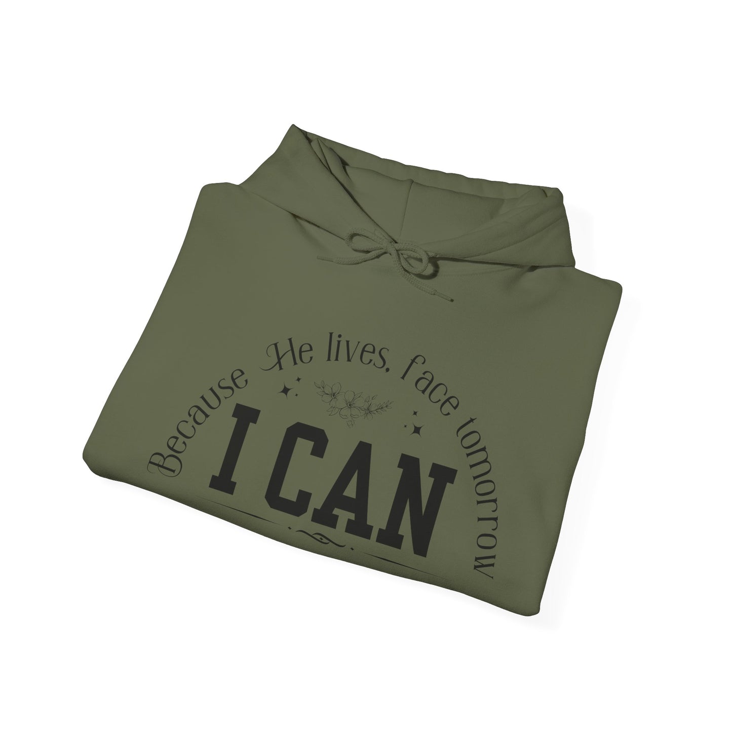 Because He Lives, I Can Face Tomorrow Unisex Heavy Blend Hooded Sweatshirt