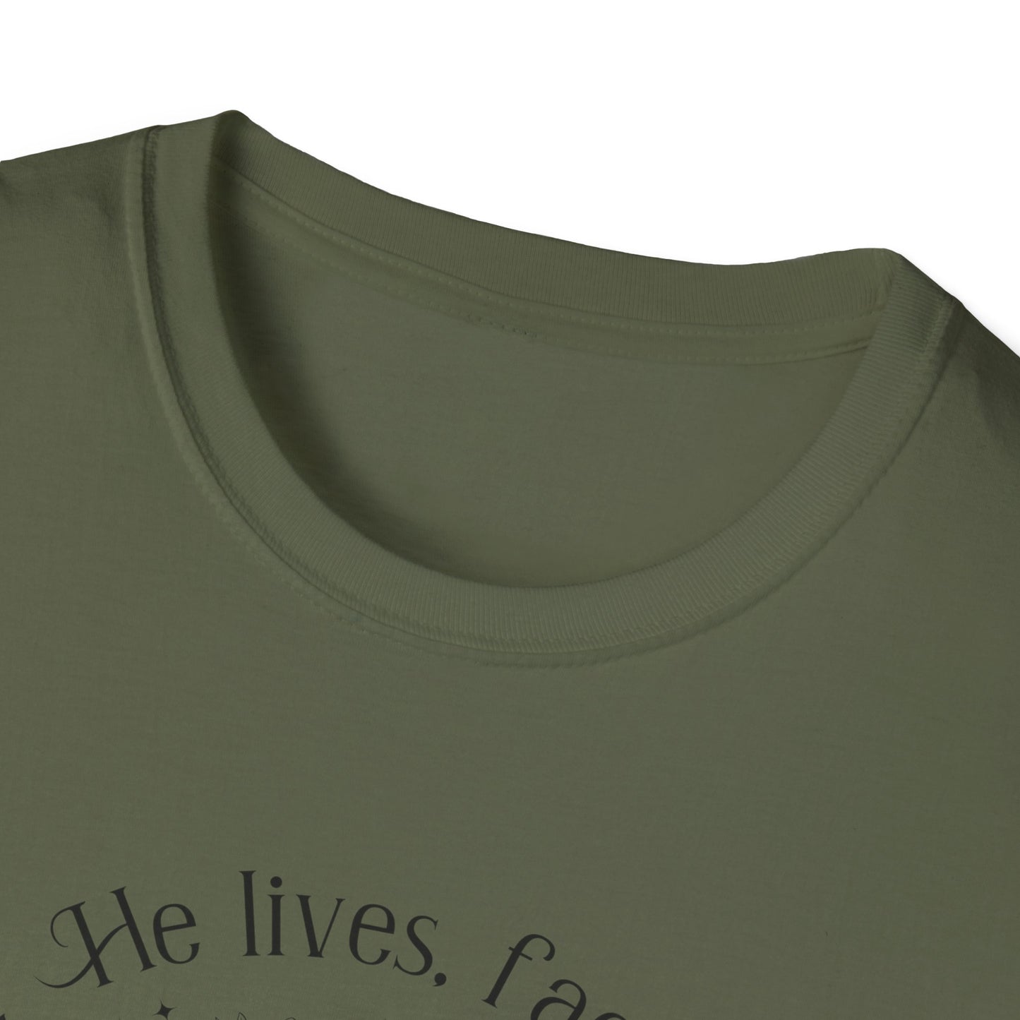 Because He Lives. I can Face Tomorrow Unisex Softstyle T-Shirt