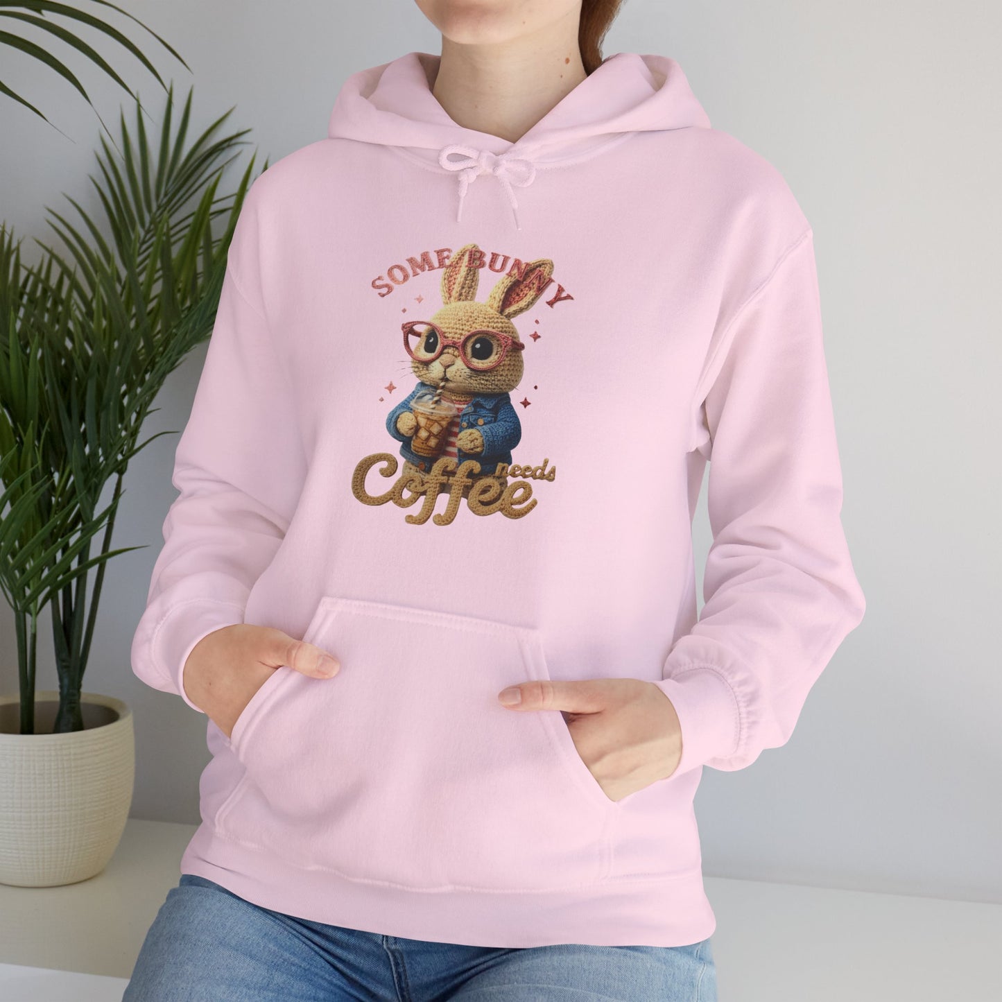 Cute Bunny Coffee Hoodie — "Some Bunny Needs Coffee" Cozy Pullover for Coffee Lovers