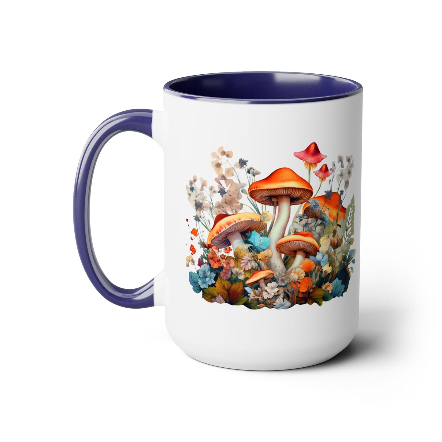 Mystical Mushroom Two-Tone Mugs, 15oz- Aesthetic Fungi Coffee Mug - Botanical Plant Lover Gifts for Friend -Design printed on both sides
