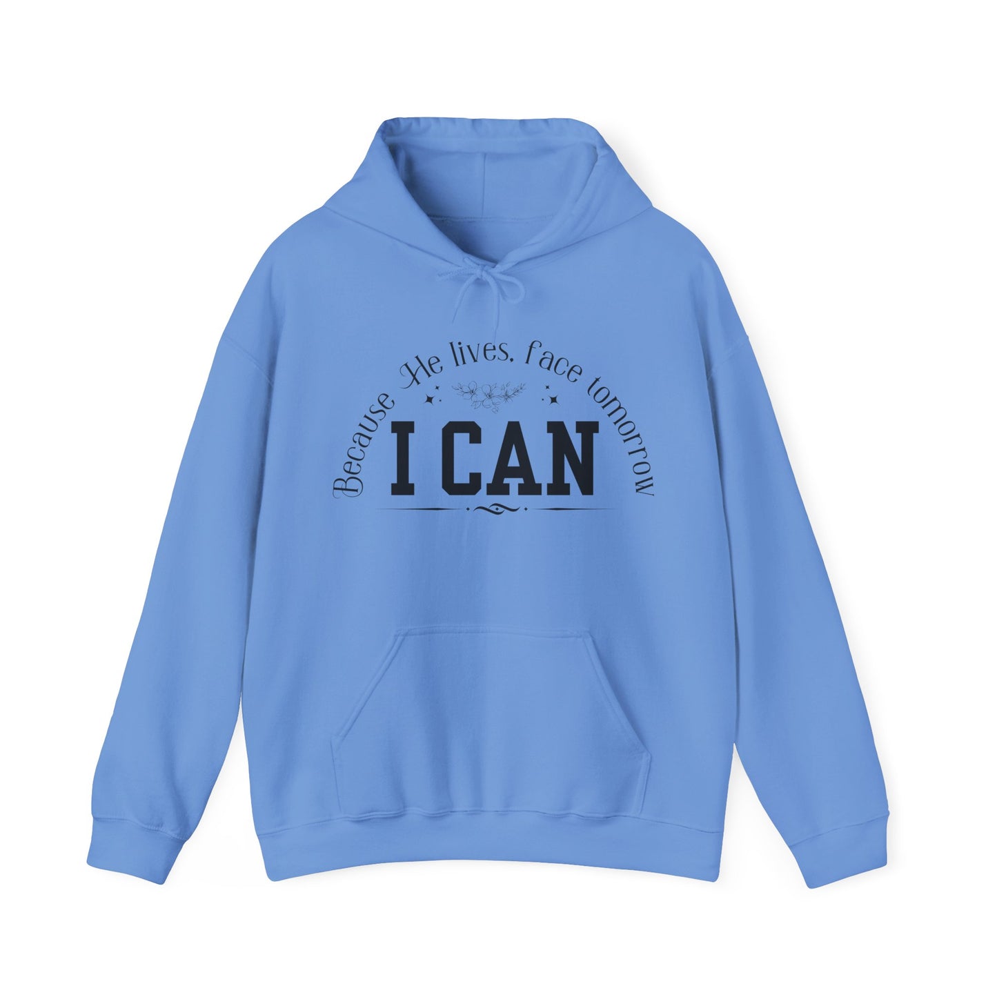 Because He Lives, I Can Face Tomorrow Unisex Heavy Blend Hooded Sweatshirt