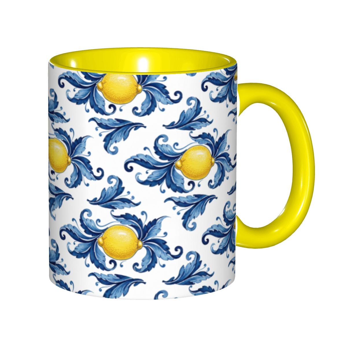 Lemon Pattern 11oz Ceramic mug（Made in USA), Italian Limoncello Style