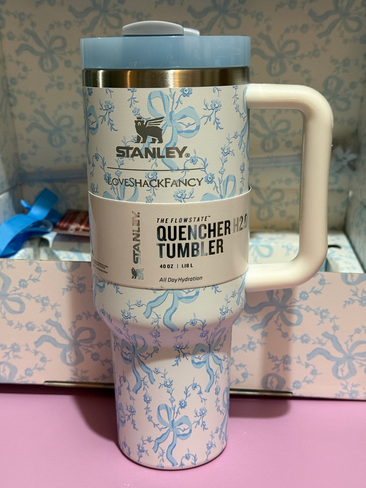 Stanley x LSF Holiday Coquette Bow - Personalized Laser Engraved 40oz Quencher H2.0 Flowstate Tumbler