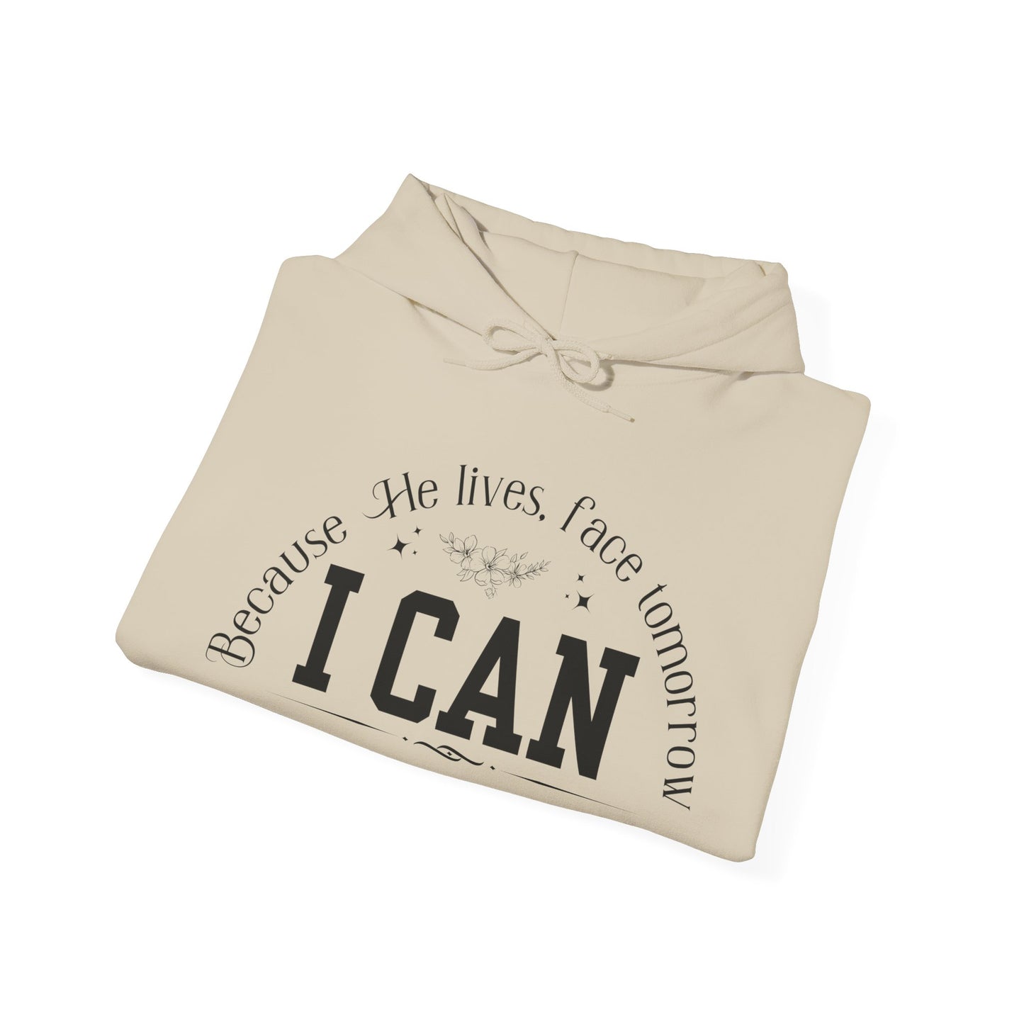Because He Lives, I Can Face Tomorrow Unisex Heavy Blend Hooded Sweatshirt