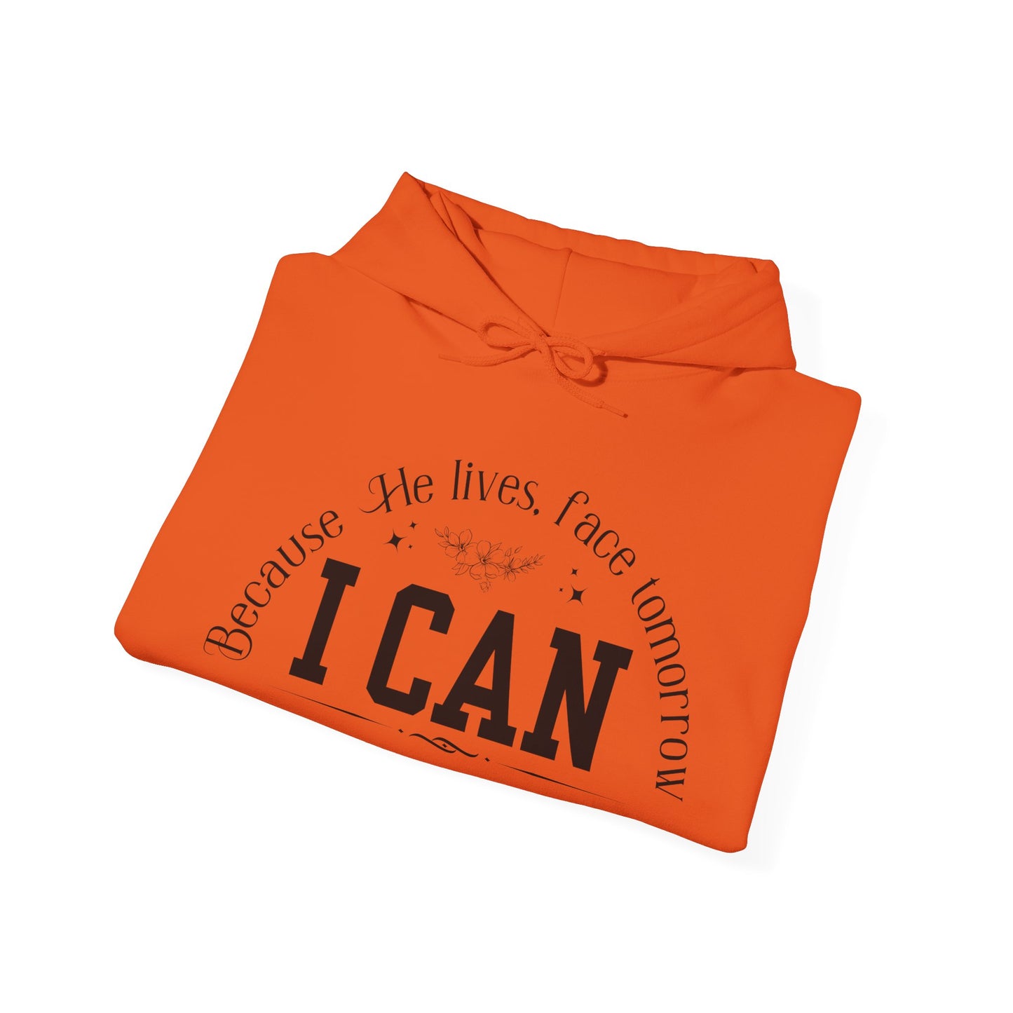 Because He Lives, I Can Face Tomorrow Unisex Heavy Blend Hooded Sweatshirt