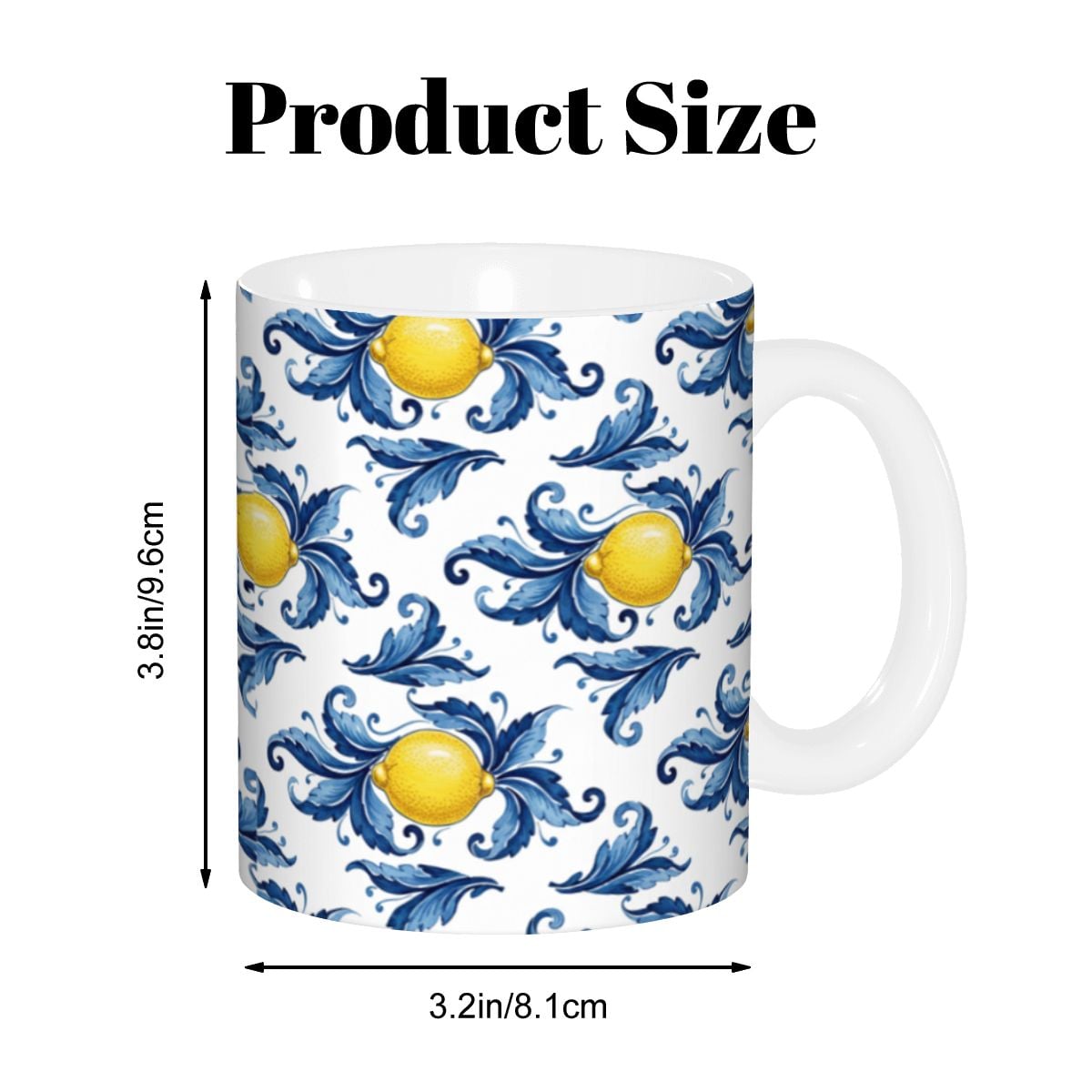 Lemon Pattern 11oz Ceramic mug（Made in USA), Italian Limoncello Style