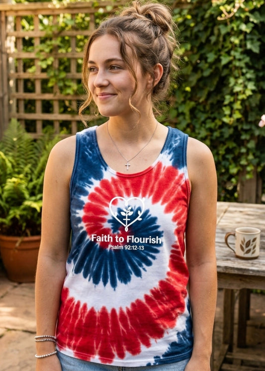 Faith to Flourish Tie Dye Tank Top | Christian Summer Shirt | Psalm 92:12-13 Scripture Apparel | Faith Based Gift | Women’s Inspirational Tank
Pastel Spiral | Pink Blue Yellow Swirl