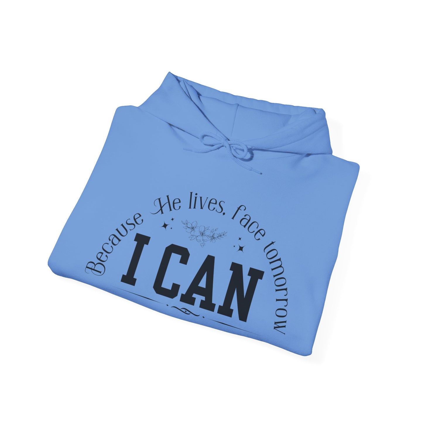 Because He Lives, I Can Face Tomorrow Unisex Heavy Blend Hooded Sweatshirt