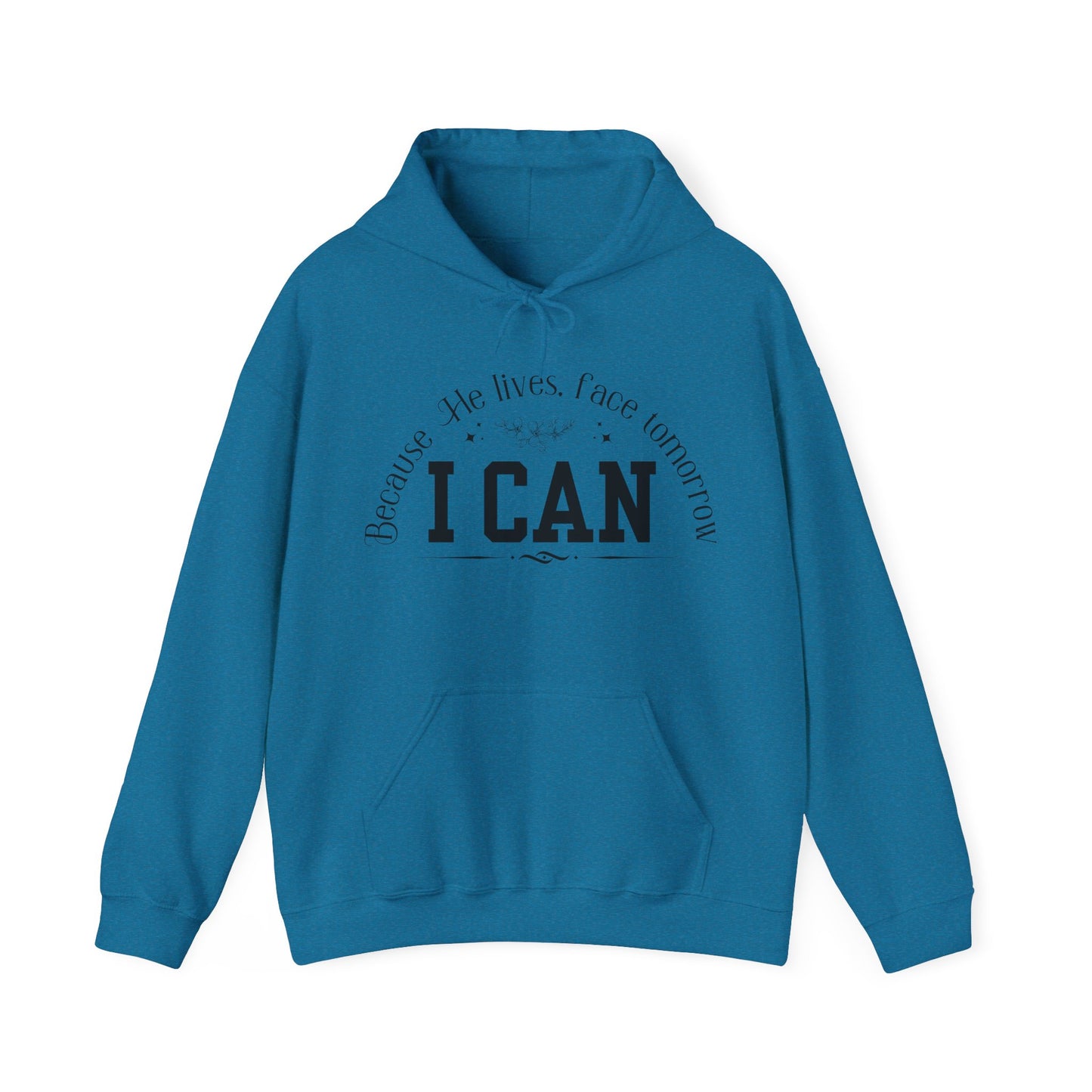 Because He Lives, I Can Face Tomorrow Unisex Heavy Blend Hooded Sweatshirt