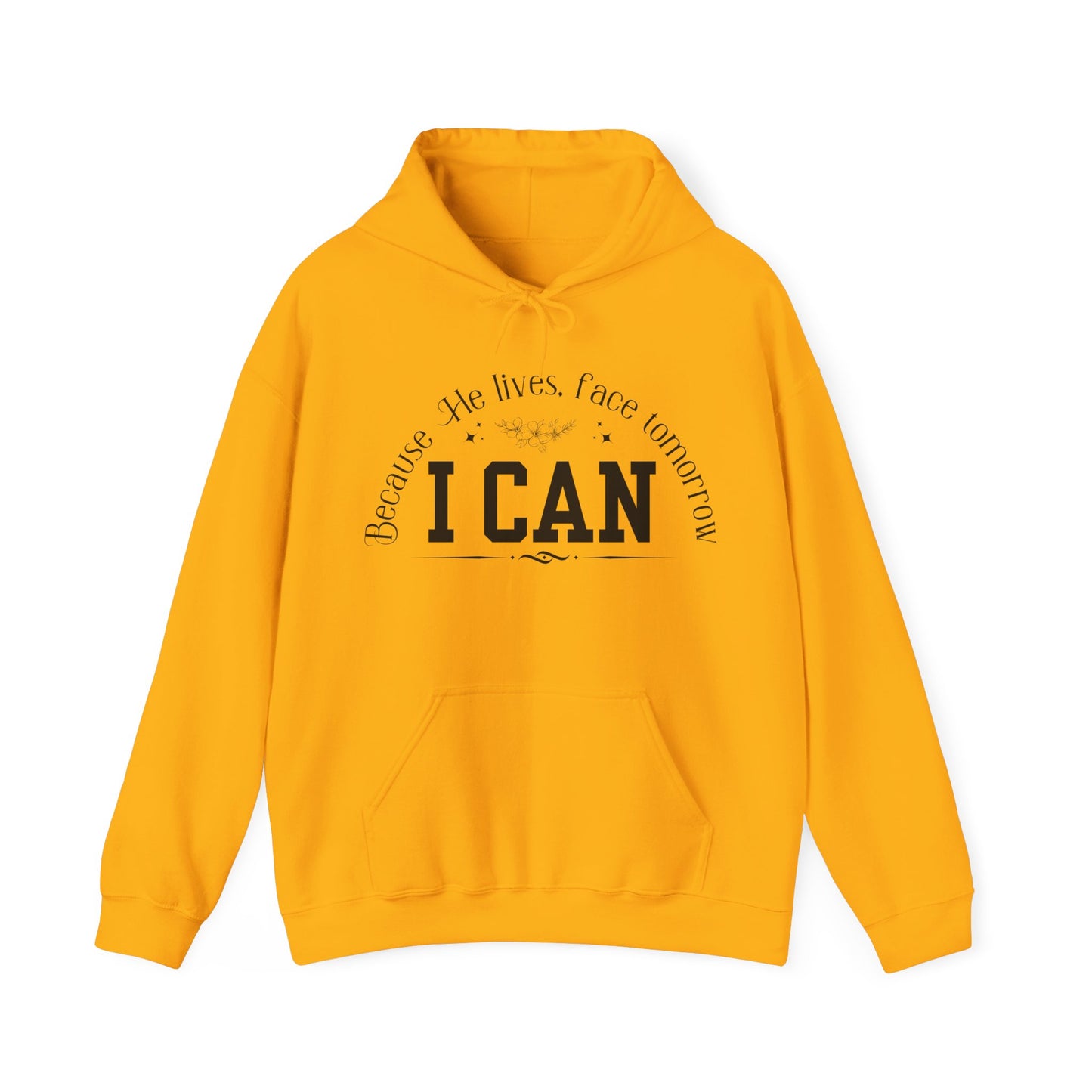 Because He Lives, I Can Face Tomorrow Unisex Heavy Blend Hooded Sweatshirt