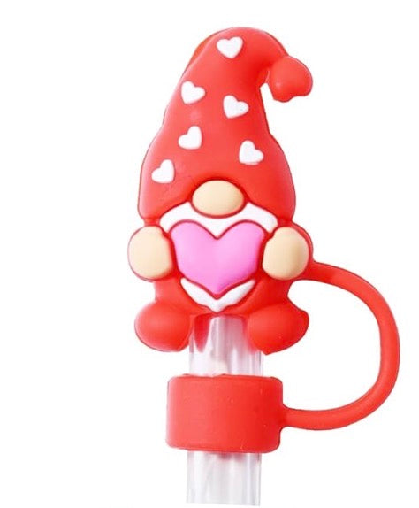 Valentine's Day Silicone Straw Topper | Heart Gnome, Bunny, Kitty