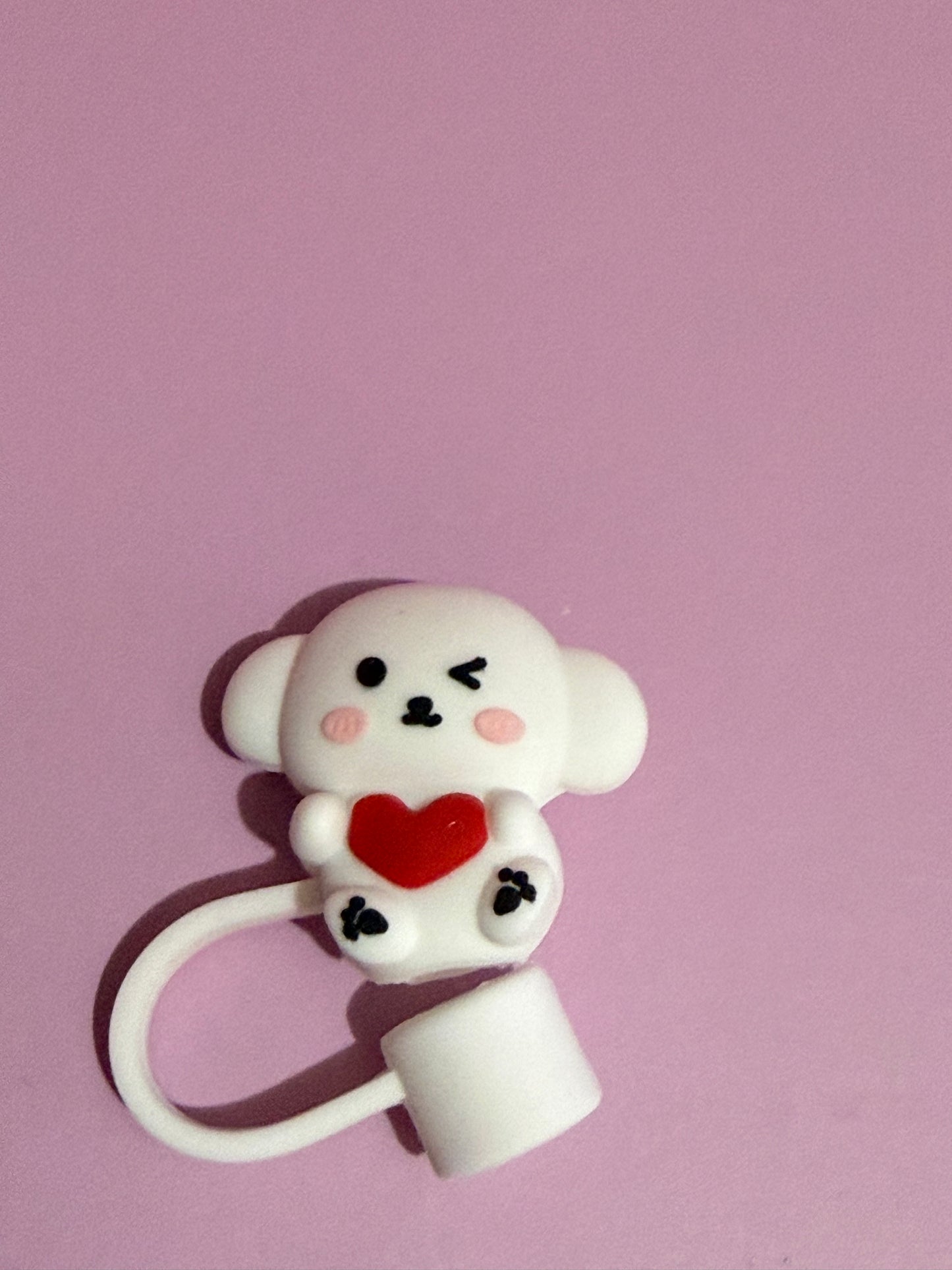 Valentine's Day Silicone Straw Topper | Heart Gnome, Bunny, Kitty