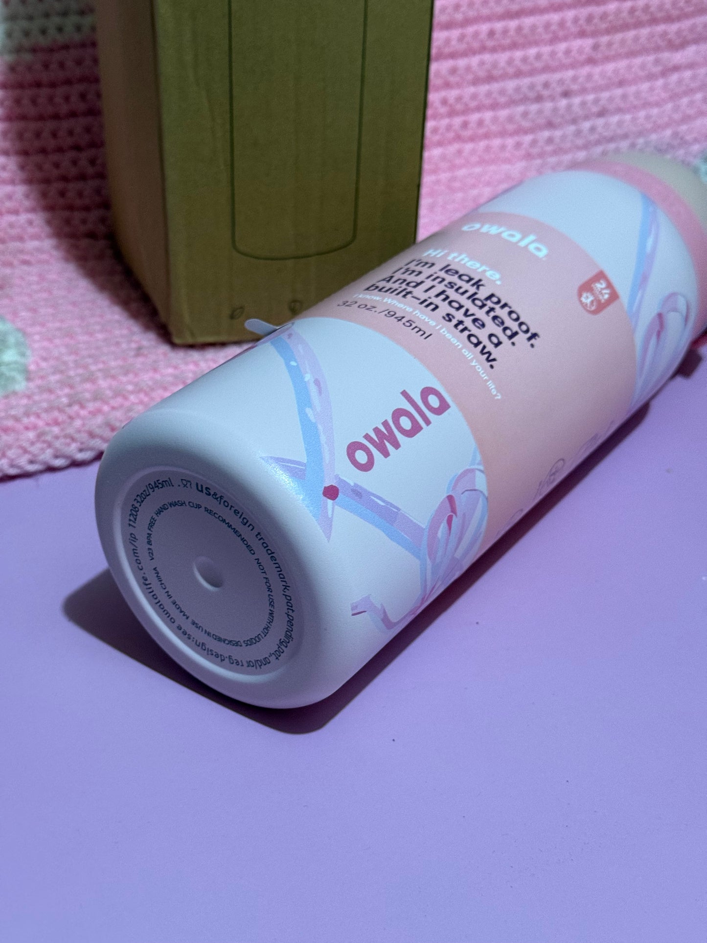 Owala 32oz FreeSip Insulated Stainless Steel Water Bottle - Bow & Ribbon Coquette -  Pink Floral Design