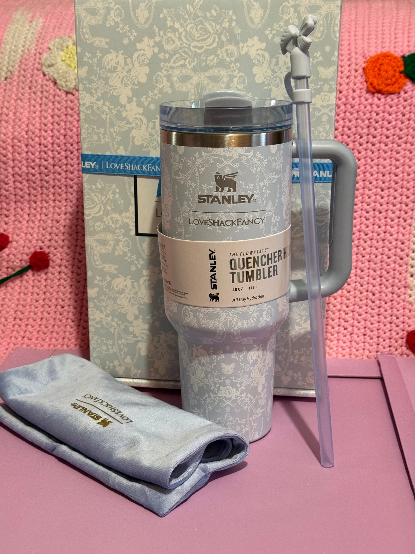 Stanley x LSF Holiday Coquette Bow - Personalized Laser Engraved 40oz Quencher H2.0 Flowstate Tumbler