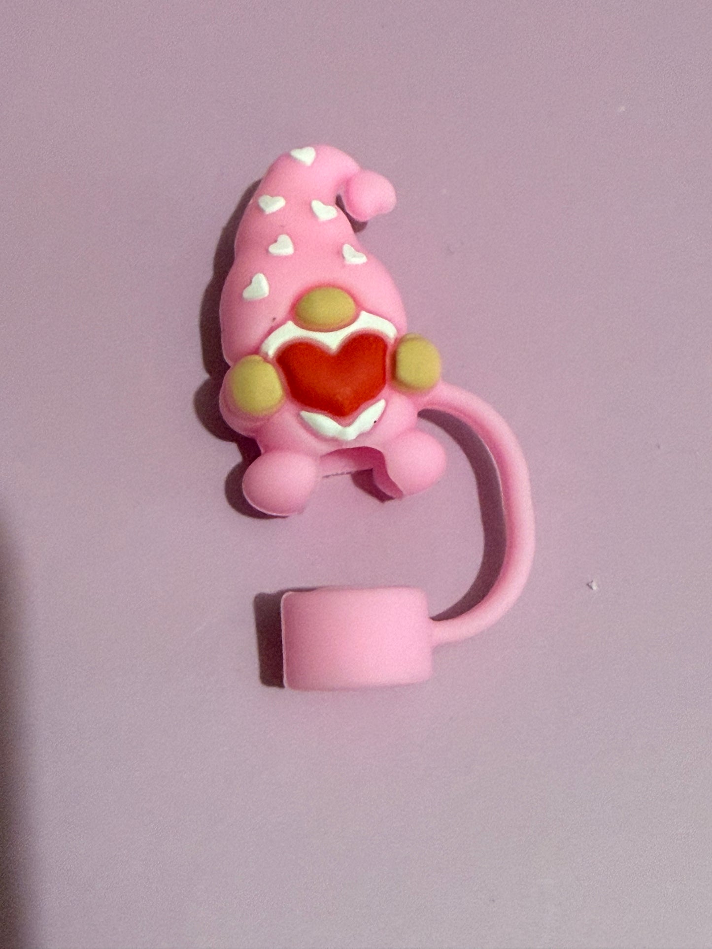 Valentine's Day Silicone Straw Topper | Heart Gnome, Bunny, Kitty