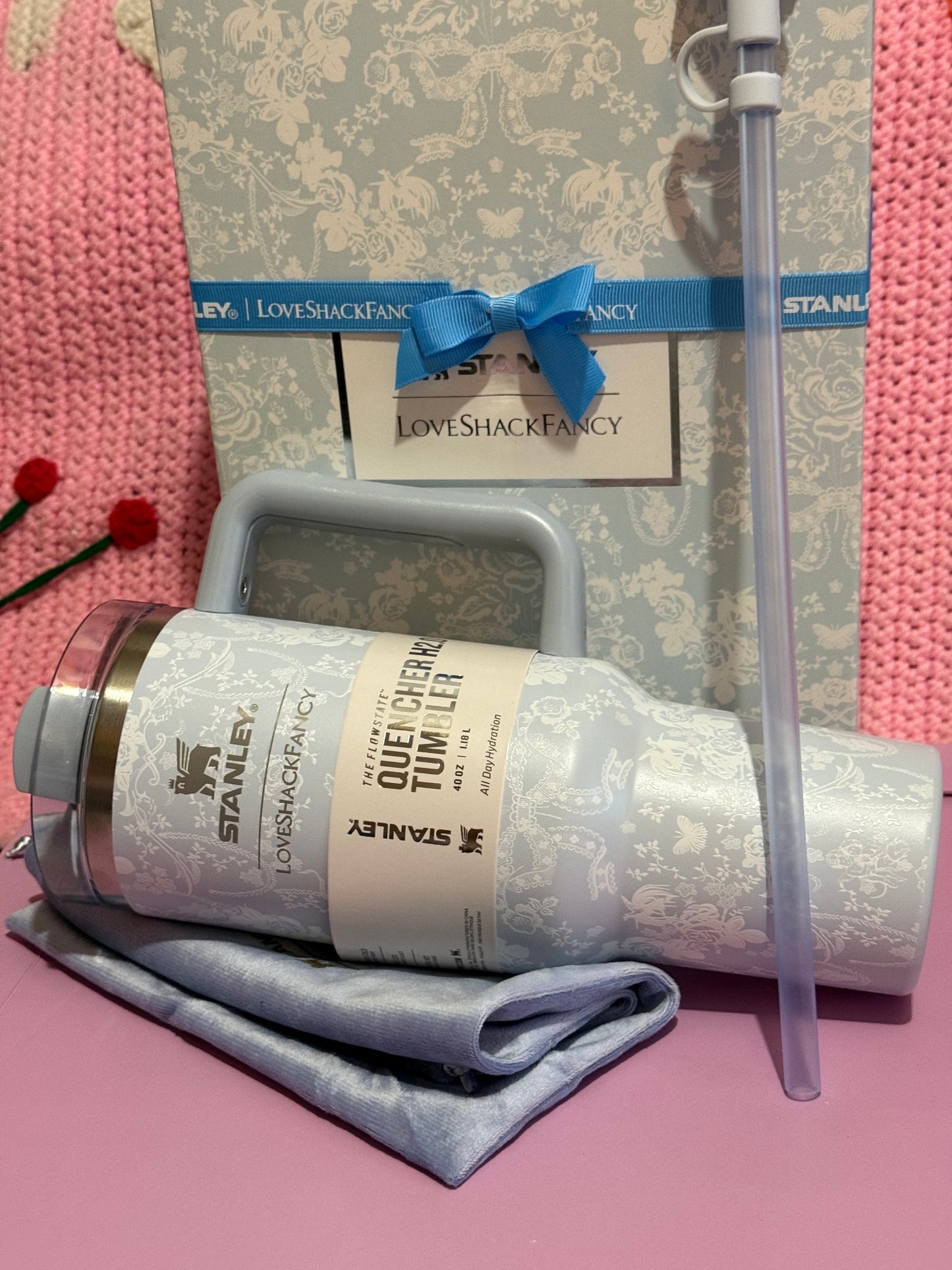 Stanley x LSF Holiday Coquette Bow - Personalized Laser Engraved 40oz Quencher H2.0 Flowstate Tumbler