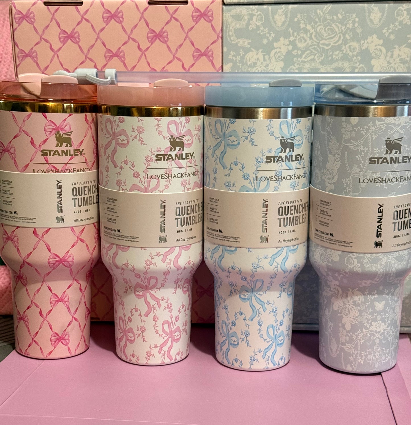 Stanley x LSF Holiday Coquette Bow - Personalized Laser Engraved 40oz Quencher H2.0 Flowstate Tumbler