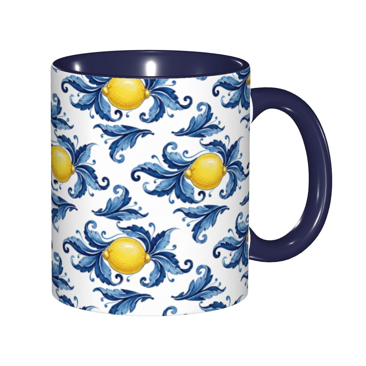 Lemon Pattern 11oz Ceramic mug（Made in USA), Italian Limoncello Style