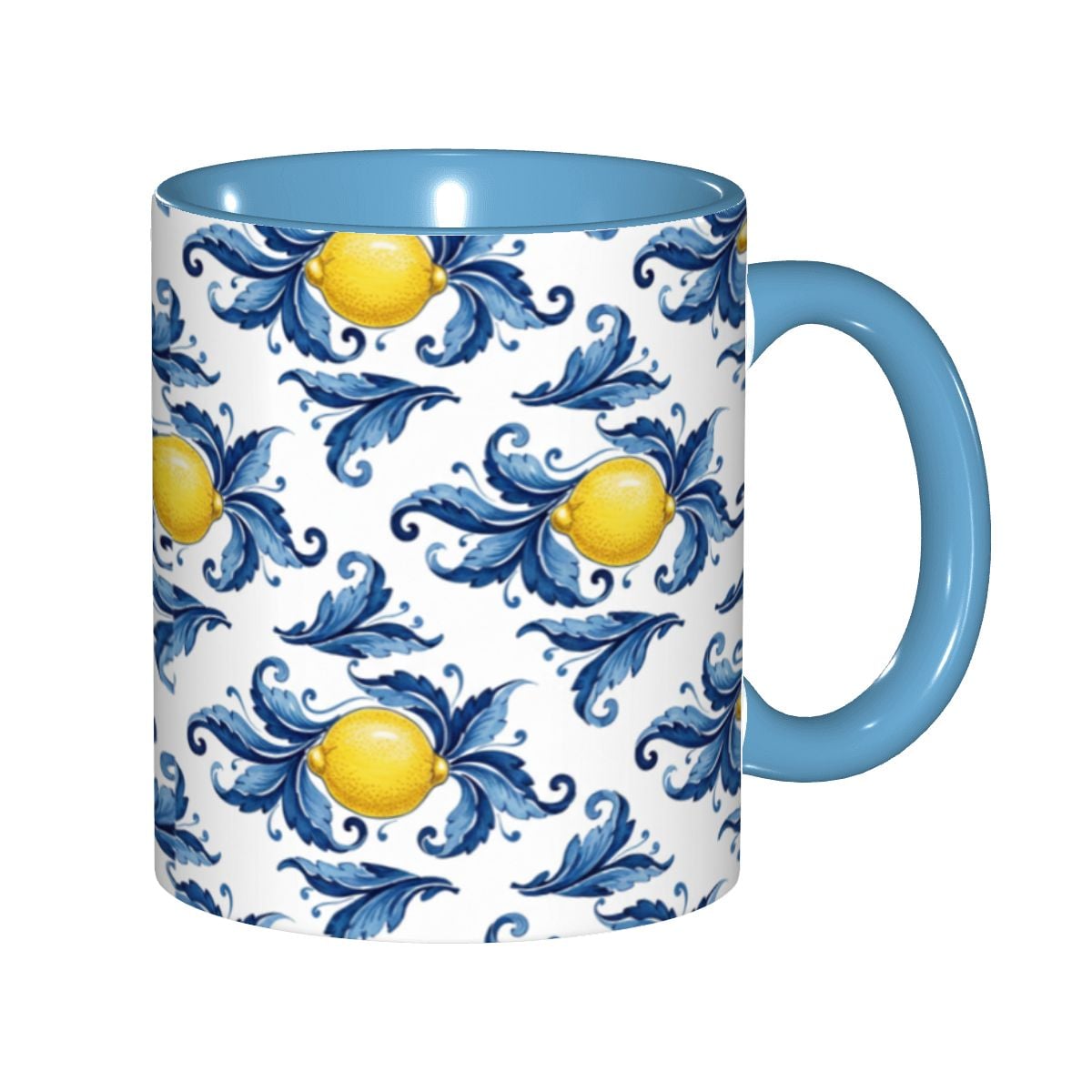 Lemon Pattern 11oz Ceramic mug（Made in USA), Italian Limoncello Style