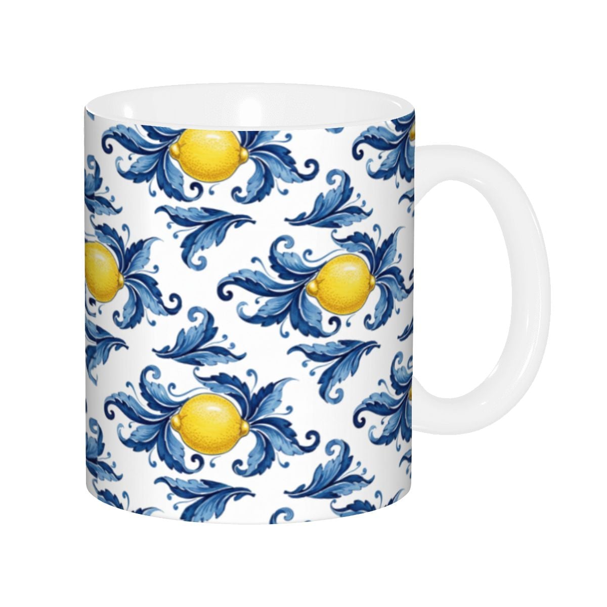 Lemon Pattern 11oz Ceramic mug（Made in USA), Italian Limoncello Style