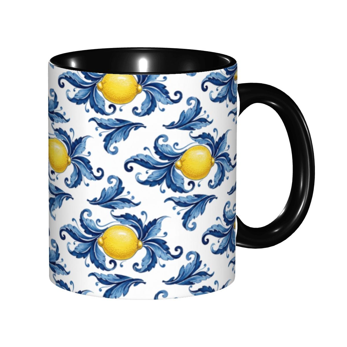 Lemon Pattern 11oz Ceramic mug（Made in USA), Italian Limoncello Style